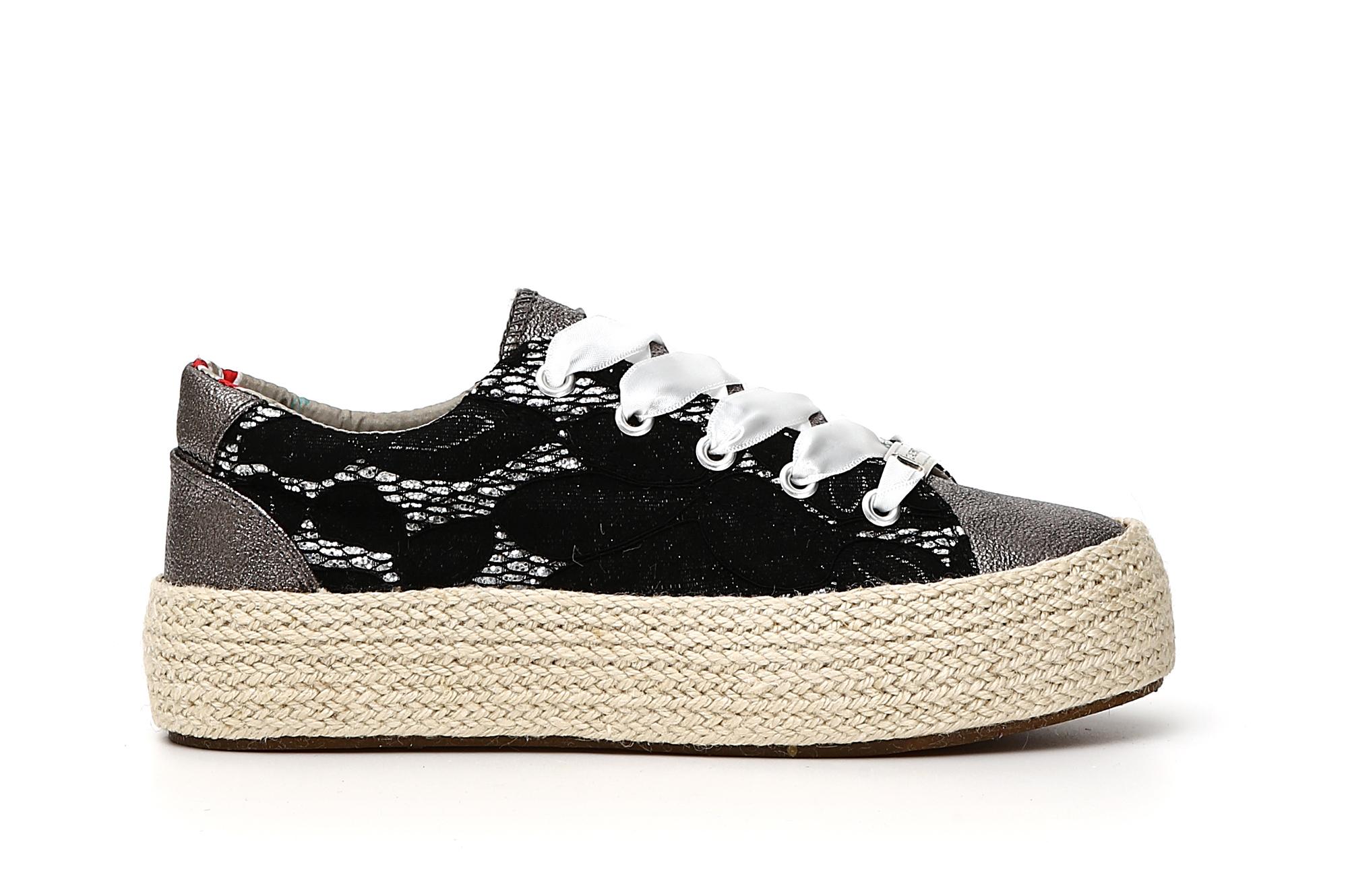 Cafè Noir KDH905 SNEAKER ALLACCIATA IN PIZZO SU FONDO CORDA Cafè Noir KDH905 SNEAKER ALLACCIATA IN PIZZO SU FONDO CORDA