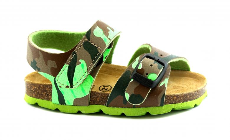 GRUNLAND ARIA SB0385 fluo lime sandalo bambino strappo fibbia birk